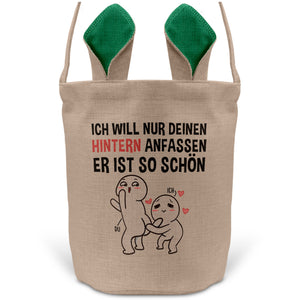 22Feels® Männer Frauen Osterkorb Ehefrau Ehemann Freund Freundin Ostern mit Henkel Ostergeschenk Tragetasche Ostern Deko Osternest Körbchen Hasenohren (Beige/Grün)-Ostern Tragetasche-22Feels