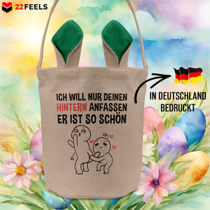 22Feels® Männer Frauen Osterkorb Ehefrau Ehemann Freund Freundin Ostern mit Henkel Ostergeschenk Tragetasche Ostern Deko Osternest Körbchen Hasenohren (Beige/Grün)-Ostern Tragetasche-22Feels