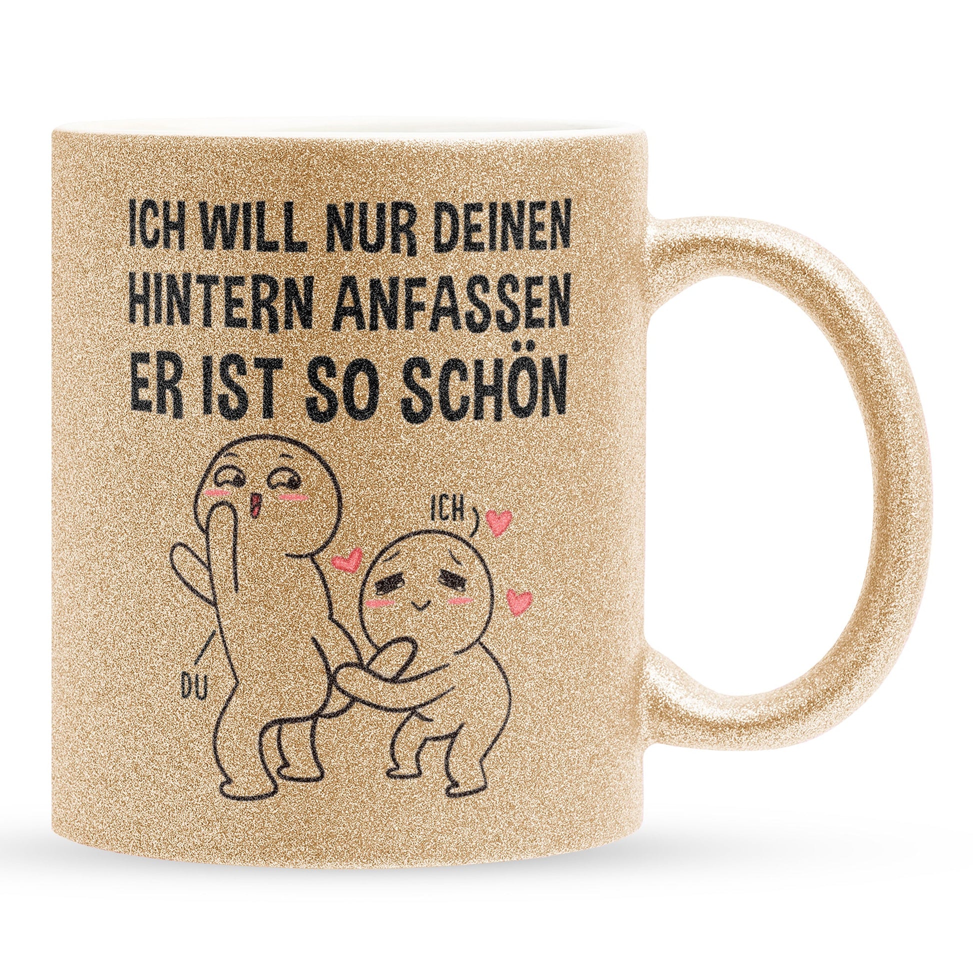 22Feels® Pärchen Geschenk zum Jahrestag, Hochzeitstag, Valentinstag etc. - Glitzertasse mit Spruch (Gold, 320ml)-Glitzertasse Gold 320ml-22Feels