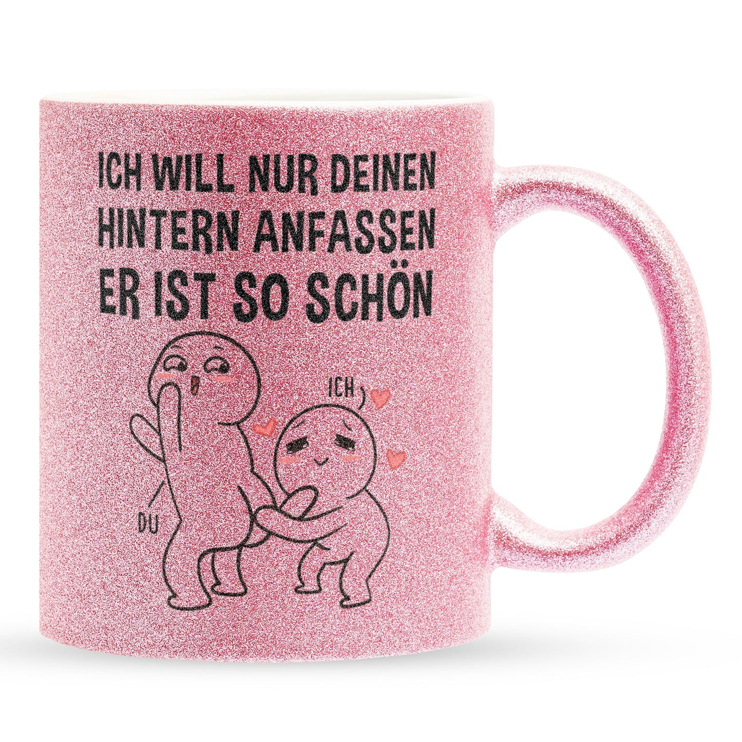 22Feels® Pärchen Geschenk zum Jahrestag, Hochzeitstag, Valentinstag etc. - Glitzertasse mit Spruch (Pink, 320ml)-Glitzertasse Pink 320ml-22Feels
