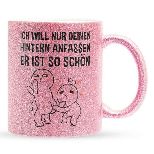 22Feels® Pärchen Geschenk zum Jahrestag, Hochzeitstag, Valentinstag etc. - Glitzertasse mit Spruch (Pink, 320ml)-Glitzertasse Pink 320ml-22Feels