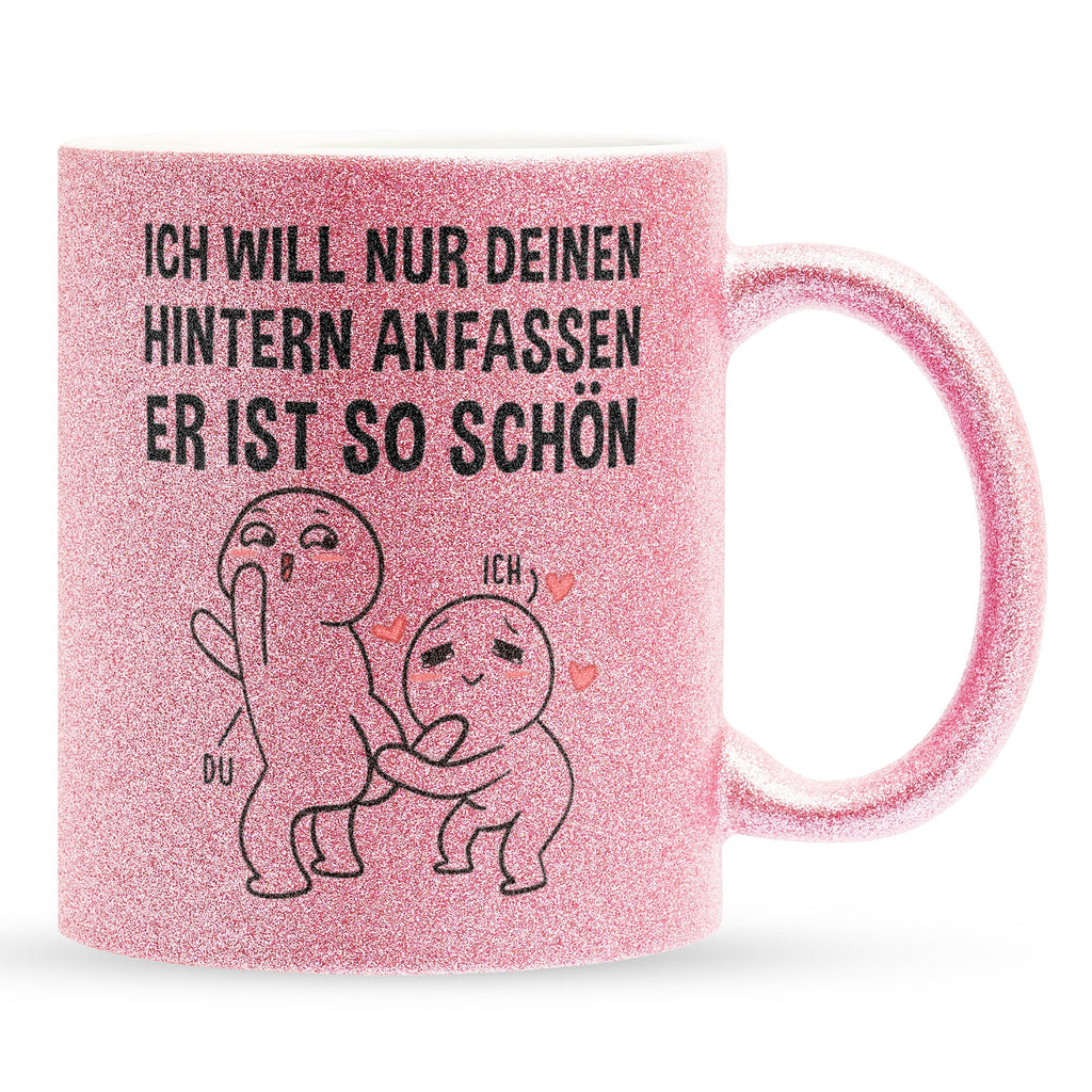 22Feels® Pärchen Geschenk zum Jahrestag, Hochzeitstag, Valentinstag etc. - Glitzertasse mit Spruch (Pink, 320ml)-Glitzertasse Pink 320ml-22Feels