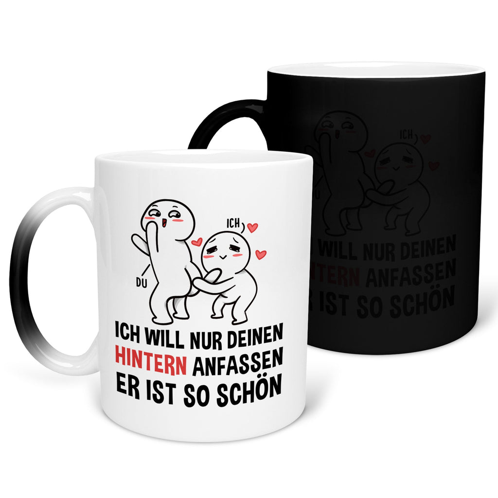 22Feels® Pärchen Geschenk zum Jahrestag, Hochzeitstag, Valentinstag etc. - Zaubertasse mit Spruch (Matt-Schwarz und Weiss, 320ml)-Farbwechsel Tasse Matt 320ml-22Feels