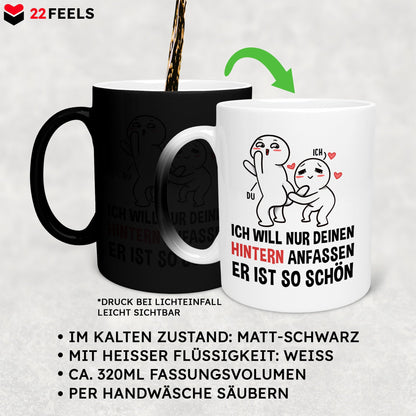 22Feels® Pärchen Geschenk zum Jahrestag, Hochzeitstag, Valentinstag etc. - Zaubertasse mit Spruch (Matt-Schwarz und Weiss, 320ml)-Farbwechsel Tasse Matt 320ml-22Feels