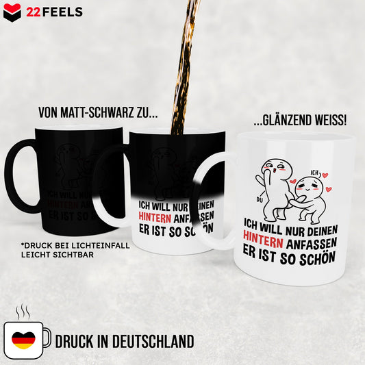 22Feels® Pärchen Geschenk zum Jahrestag, Hochzeitstag, Valentinstag etc. - Zaubertasse mit Spruch (Matt-Schwarz und Weiss, 320ml)-Farbwechsel Tasse Matt 320ml-22Feels