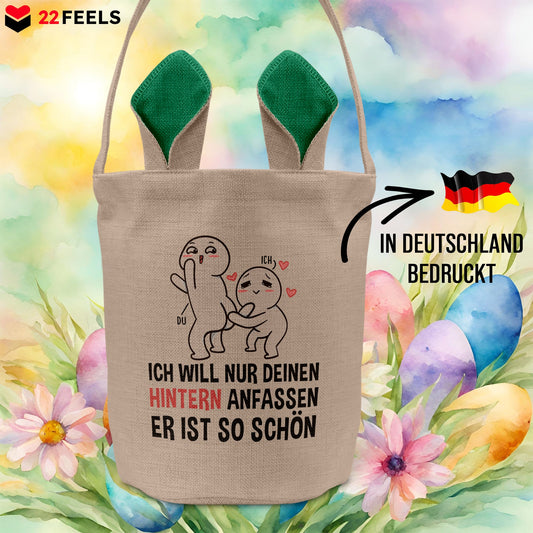 22Feels® Männer Frauen Osterkorb Ehefrau Ehemann Freund Freundin Ostern mit Henkel Ostergeschenk Tragetasche Ostern Deko Osternest Körbchen Hasenohren (Beige/Grün)-Ostern Tragetasche-22Feels