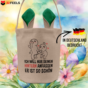 22Feels® Männer Frauen Osterkorb Ehefrau Ehemann Freund Freundin Ostern mit Henkel Ostergeschenk Tragetasche Ostern Deko Osternest Körbchen Hasenohren (Beige/Grün)-Ostern Tragetasche-22Feels