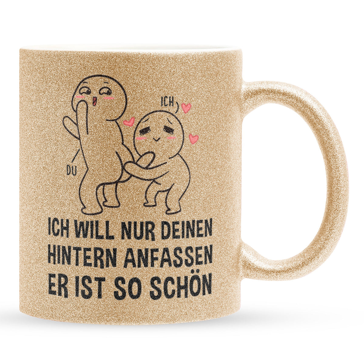 22Feels® Pärchen Geschenk zum Jahrestag, Hochzeitstag, Valentinstag etc. - Glitzertasse mit Spruch (Gold, 320ml)-Glitzertasse Gold 325ml-22Feels