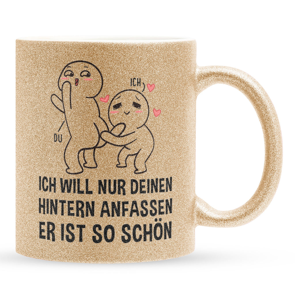 22Feels® Pärchen Geschenk zum Jahrestag, Hochzeitstag, Valentinstag etc. - Glitzertasse mit Spruch (Gold, 320ml)-Glitzertasse Gold 320ml-22Feels