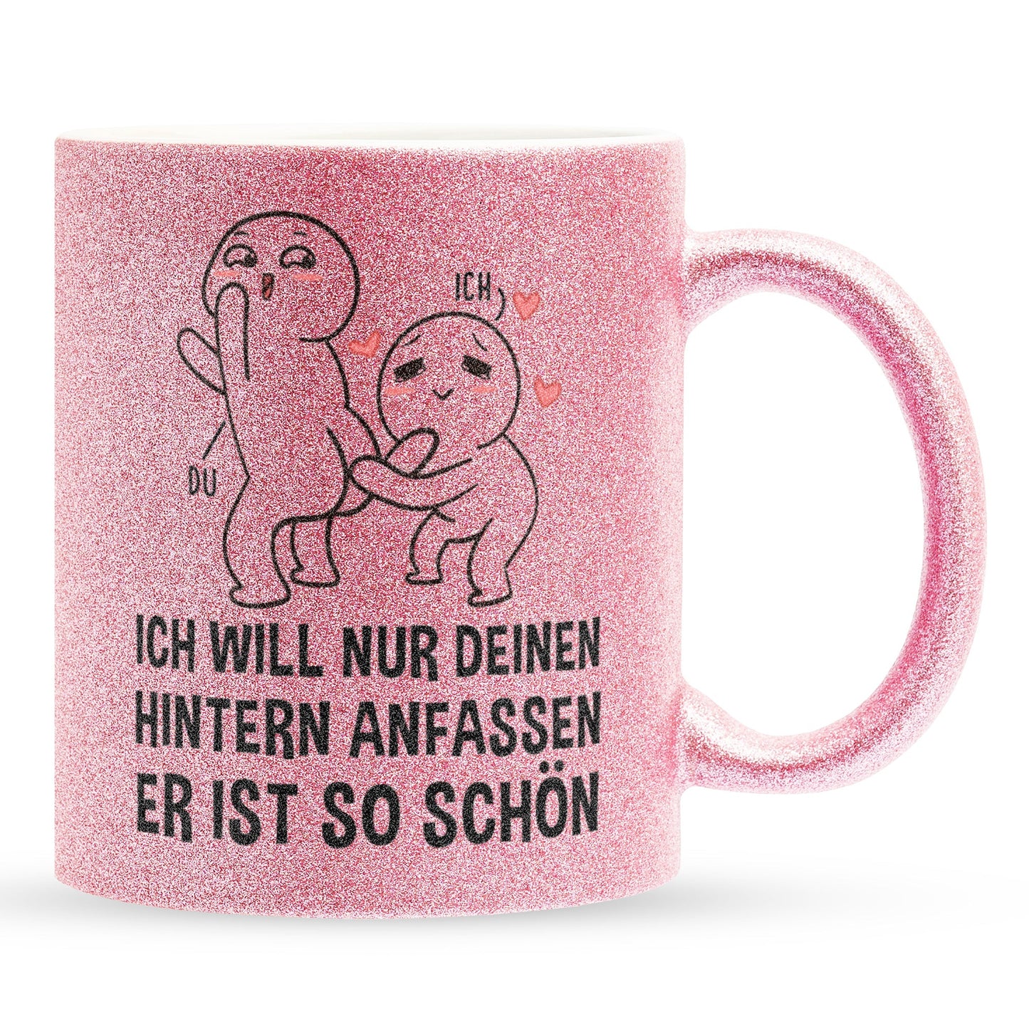 22Feels® Pärchen Geschenk zum Jahrestag, Hochzeitstag, Valentinstag etc. - Glitzertasse mit Spruch (Pink, 320ml)-Glitzertasse Pink 320ml-22Feels
