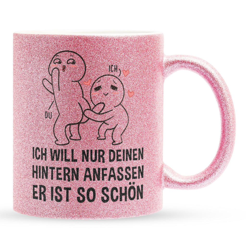 22Feels® Pärchen Geschenk zum Jahrestag, Hochzeitstag, Valentinstag etc. - Glitzertasse mit Spruch (Pink, 320ml)-Glitzertasse Pink 320ml-22Feels