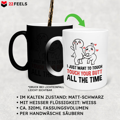 22Feels® Pärchen Geschenk zum Jahrestag, Hochzeitstag, Valentinstag etc. - Zaubertasse mit Spruch (Matt-Schwarz und Weiss, 320ml)-Farbwechsel Tasse Matt 320ml-22Feels
