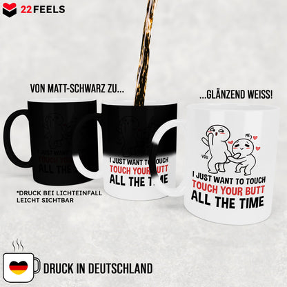 22Feels® Pärchen Geschenk zum Jahrestag, Hochzeitstag, Valentinstag etc. - Zaubertasse mit Spruch (Matt-Schwarz und Weiss, 320ml)-Farbwechsel Tasse Matt 320ml-22Feels