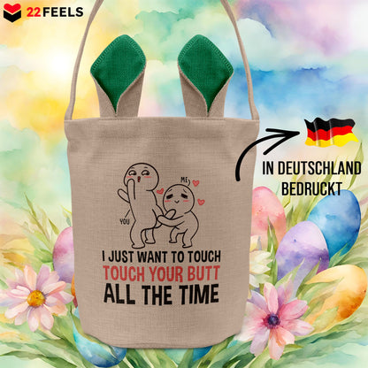 22Feels® Männer Frauen Osterkorb Ehefrau Ehemann Freund Freundin Ostern mit Henkel Ostergeschenk Tragetasche Ostern Deko Osternest Körbchen Hasenohren (Beige/Grün)-Ostern Tragetasche-22Feels