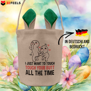 22Feels® Männer Frauen Osterkorb Ehefrau Ehemann Freund Freundin Ostern mit Henkel Ostergeschenk Tragetasche Ostern Deko Osternest Körbchen Hasenohren (Beige/Grün)-Ostern Tragetasche-22Feels