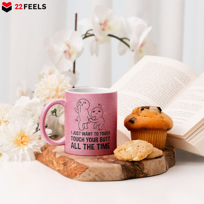 22Feels® Pärchen Geschenk zum Jahrestag, Hochzeitstag, Valentinstag etc. - Glitzertasse mit Spruch (Pink, 320ml)-Glitzertasse Pink 320ml-22Feels