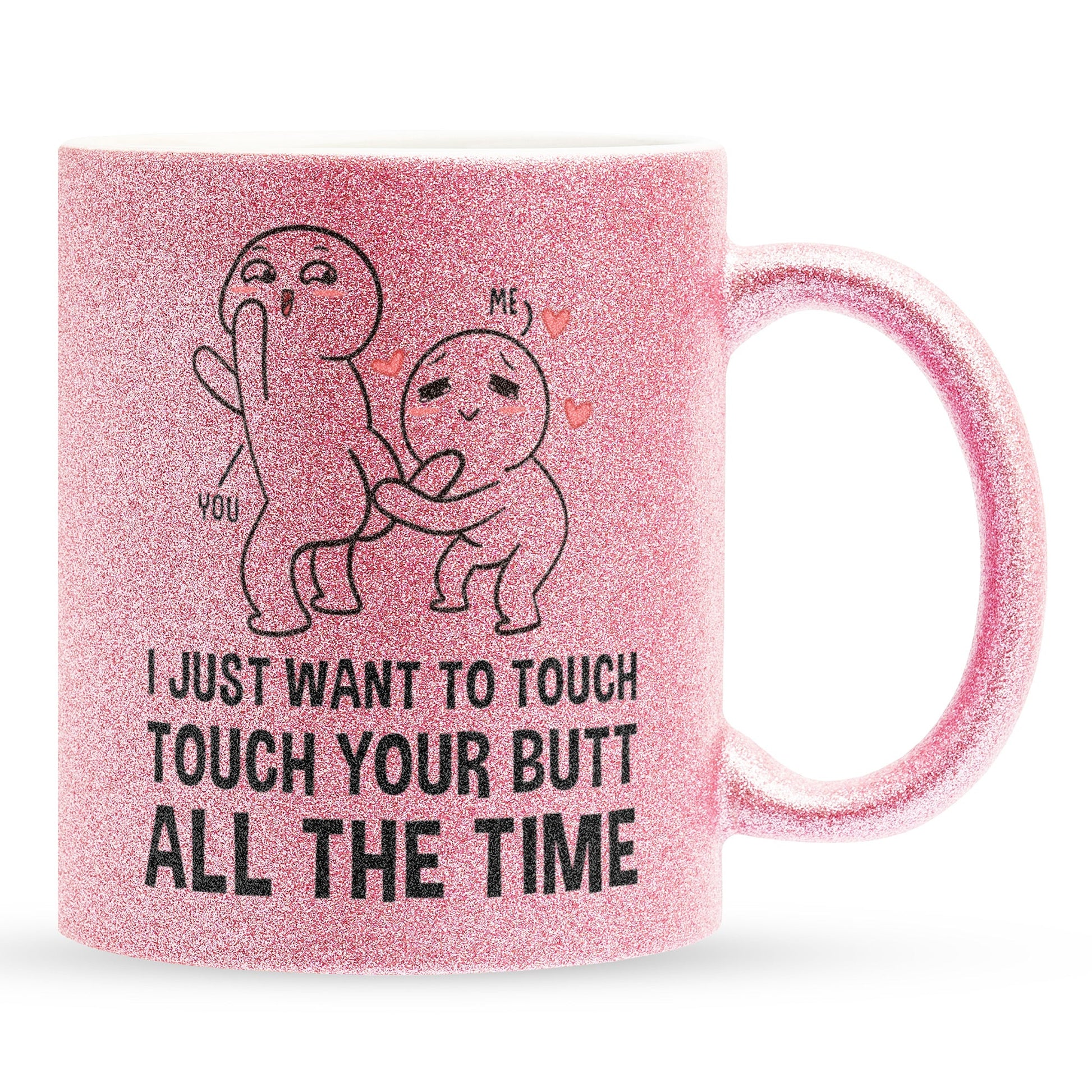 22Feels® Pärchen Geschenk zum Jahrestag, Hochzeitstag, Valentinstag etc. - Glitzertasse mit Spruch (Pink, 320ml)-Glitzertasse Pink 320ml-22Feels