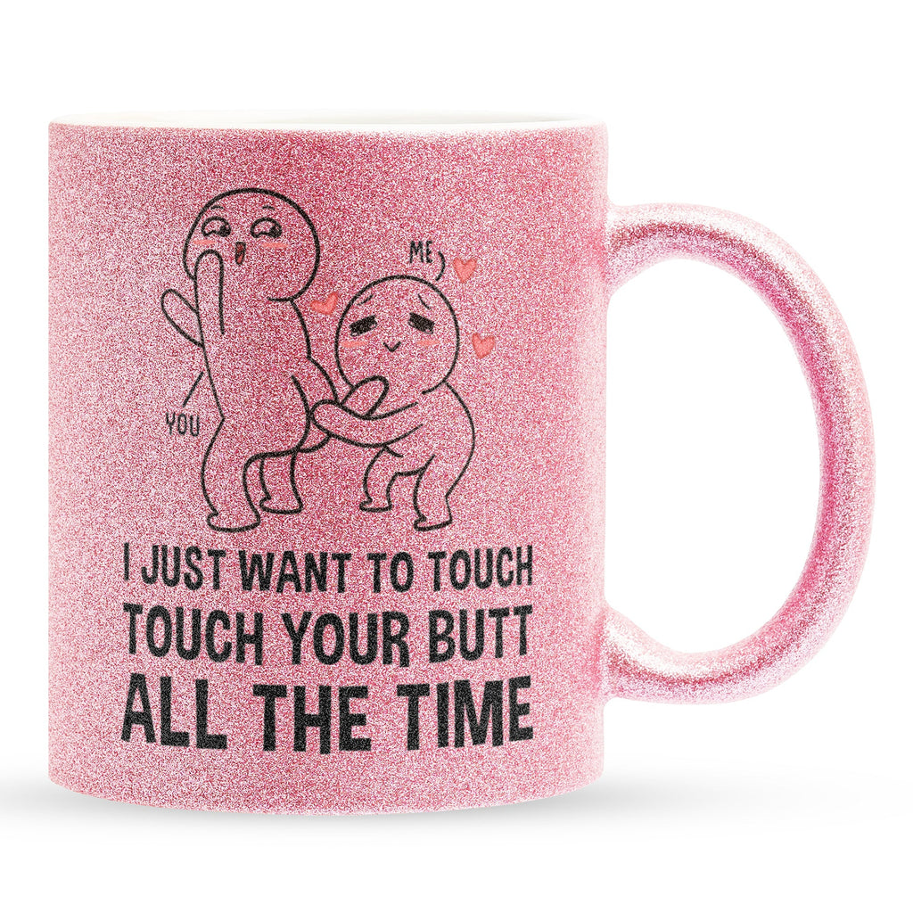 22Feels® Pärchen Geschenk zum Jahrestag, Hochzeitstag, Valentinstag etc. - Glitzertasse mit Spruch (Pink, 320ml)-Glitzertasse Pink 320ml-22Feels