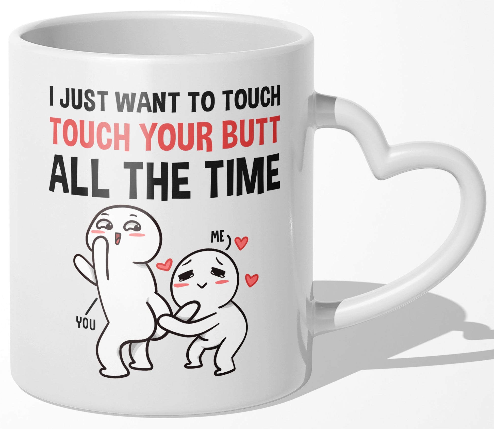 22Feels® Paar Geschenk zum Jahrestag, Hochzeitstag, Valentinstag etc. - Tasse mit Spruch: I just want to (Herzhenkel, Weiss, 320ml)-Tasse Weiss Herzhenkel 320ml-22Feels