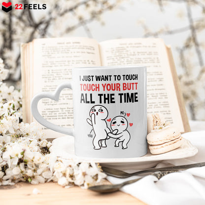 22Feels® Paar Geschenk zum Jahrestag, Hochzeitstag, Valentinstag etc. - Tasse mit Spruch: I just want to (Herzhenkel, Weiss, 320ml)-Tasse Weiss Herzhenkel 320ml-22Feels