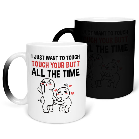 22Feels® Pärchen Geschenk zum Jahrestag, Hochzeitstag, Valentinstag etc. - Zaubertasse mit Spruch (Matt-Schwarz und Weiss, 320ml)-Farbwechsel Tasse Matt 320ml-22Feels