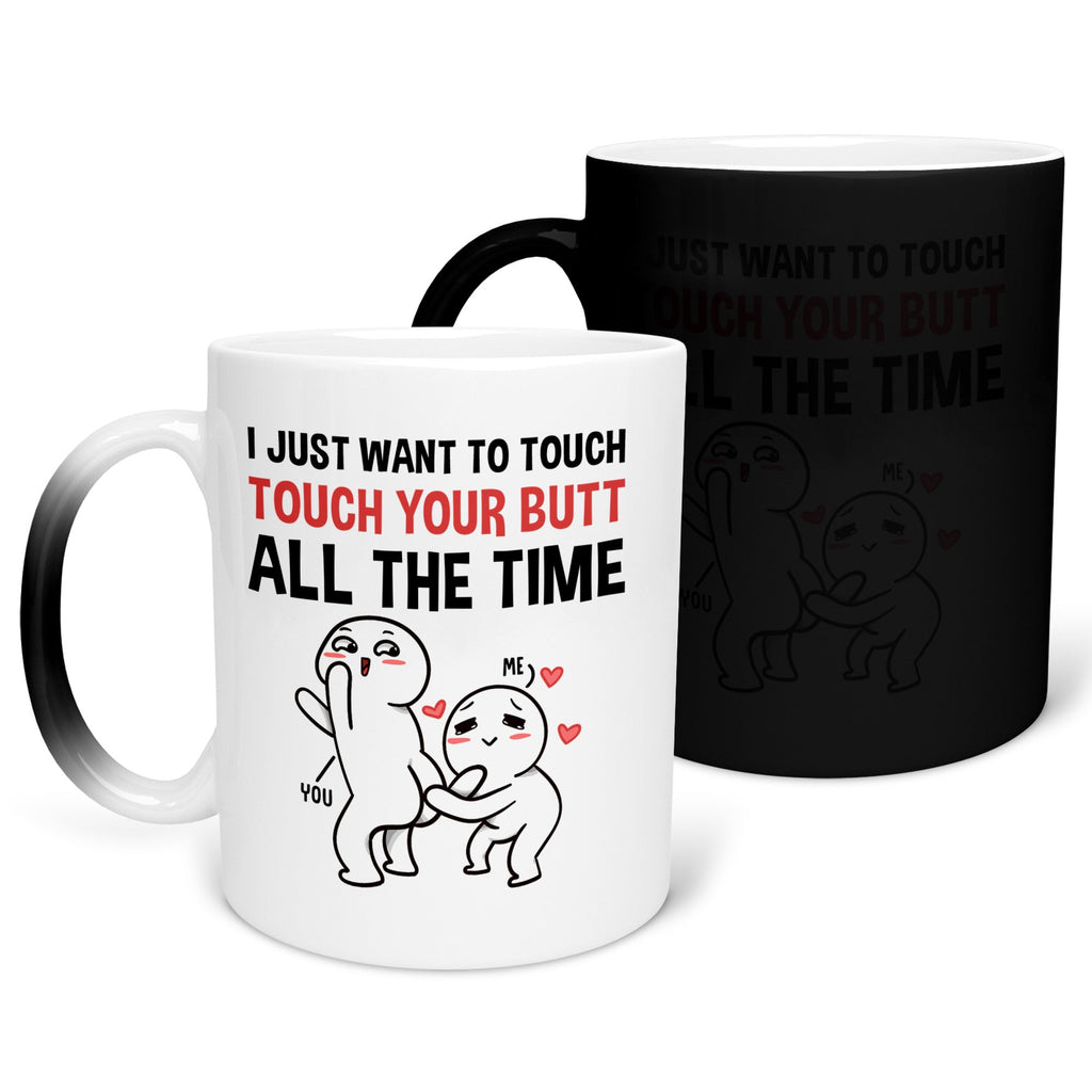 22Feels® Pärchen Geschenk zum Jahrestag, Hochzeitstag, Valentinstag etc. - Zaubertasse mit Spruch (Matt-Schwarz und Weiss, 320ml)-Farbwechsel Tasse Matt 320ml-22Feels