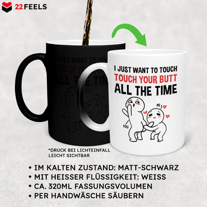 22Feels® Pärchen Geschenk zum Jahrestag, Hochzeitstag, Valentinstag etc. - Zaubertasse mit Spruch (Matt-Schwarz und Weiss, 320ml)-Farbwechsel Tasse Matt 320ml-22Feels