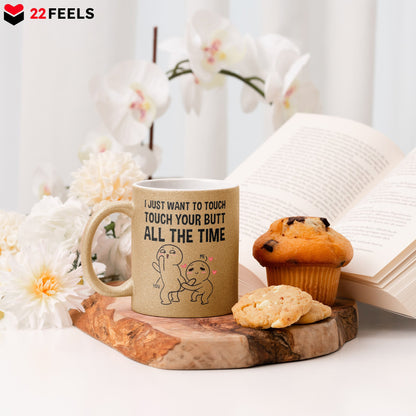 22Feels® Pärchen Geschenk zum Jahrestag, Hochzeitstag, Valentinstag etc. - Glitzertasse mit Spruch (Gold, 320ml)-Glitzertasse Gold 325ml-22Feels