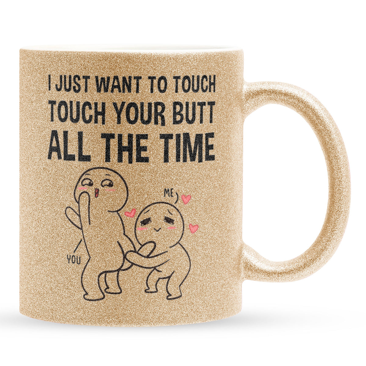 22Feels® Pärchen Geschenk zum Jahrestag, Hochzeitstag, Valentinstag etc. - Glitzertasse mit Spruch (Gold, 320ml)-Glitzertasse Gold 325ml-22Feels