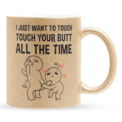 22Feels® Pärchen Geschenk zum Jahrestag, Hochzeitstag, Valentinstag etc. - Glitzertasse mit Spruch (Gold, 320ml)-Glitzertasse Gold 325ml-22Feels