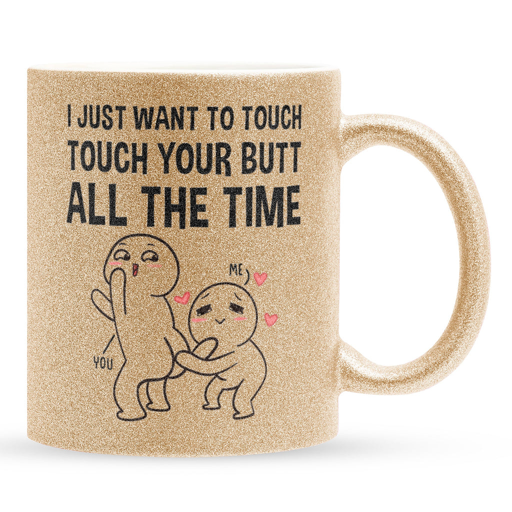 22Feels® Pärchen Geschenk zum Jahrestag, Hochzeitstag, Valentinstag etc. - Glitzertasse mit Spruch (Gold, 320ml)-Glitzertasse Gold 320ml-22Feels