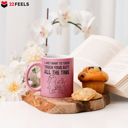 22Feels® Pärchen Geschenk zum Jahrestag, Hochzeitstag, Valentinstag etc. - Glitzertasse mit Spruch (Pink, 320ml)-Glitzertasse Pink 320ml-22Feels