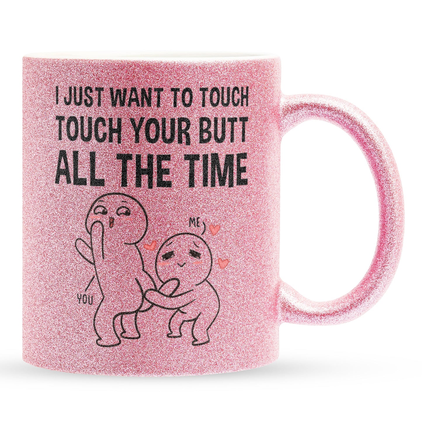 22Feels® Pärchen Geschenk zum Jahrestag, Hochzeitstag, Valentinstag etc. - Glitzertasse mit Spruch (Pink, 320ml)-Glitzertasse Pink 320ml-22Feels