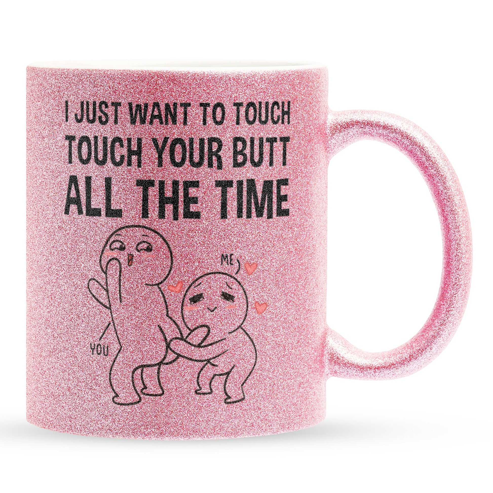 22Feels® Pärchen Geschenk zum Jahrestag, Hochzeitstag, Valentinstag etc. - Glitzertasse mit Spruch (Pink, 320ml)-Glitzertasse Pink 320ml-22Feels