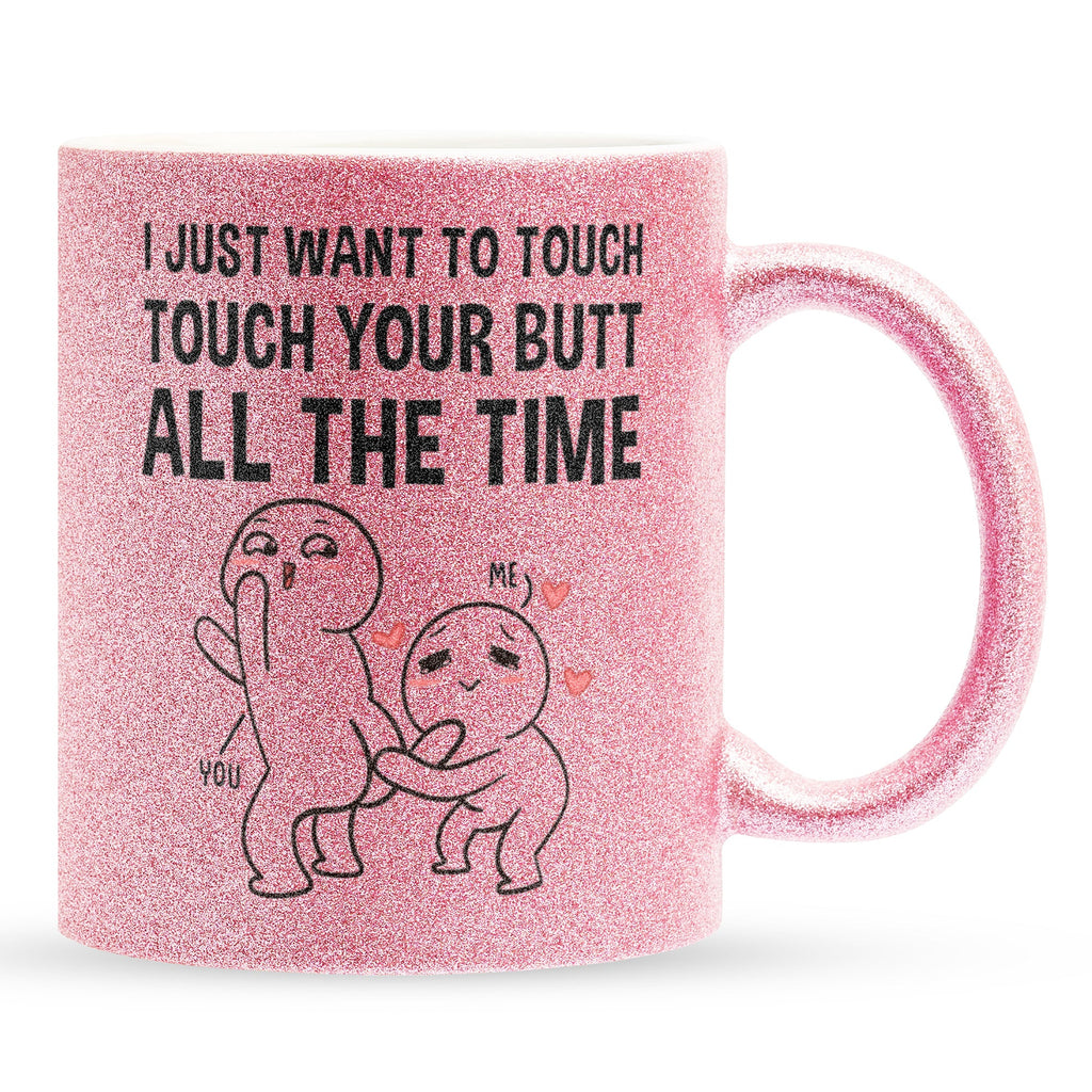 22Feels® Pärchen Geschenk zum Jahrestag, Hochzeitstag, Valentinstag etc. - Glitzertasse mit Spruch (Pink, 320ml)-Glitzertasse Pink 320ml-22Feels
