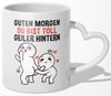 22Feels® Paar Geschenk zum Jahrestag, Hochzeitstag, Valentinstag etc. - Tasse mit Spruch: Guten Morgen (Herzhenkel, Weiss, 320ml)-Tasse Weiss Herzhenkel 320ml-22Feels