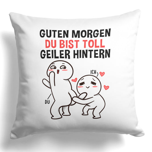 22Feels® Paar Geschenk zum Jahrestag, Valentinstag, Hochzeitstag etc. - Kissen mit Spruch (Weiss 40x40cm)-Kissen Weiss 40x40-22Feels