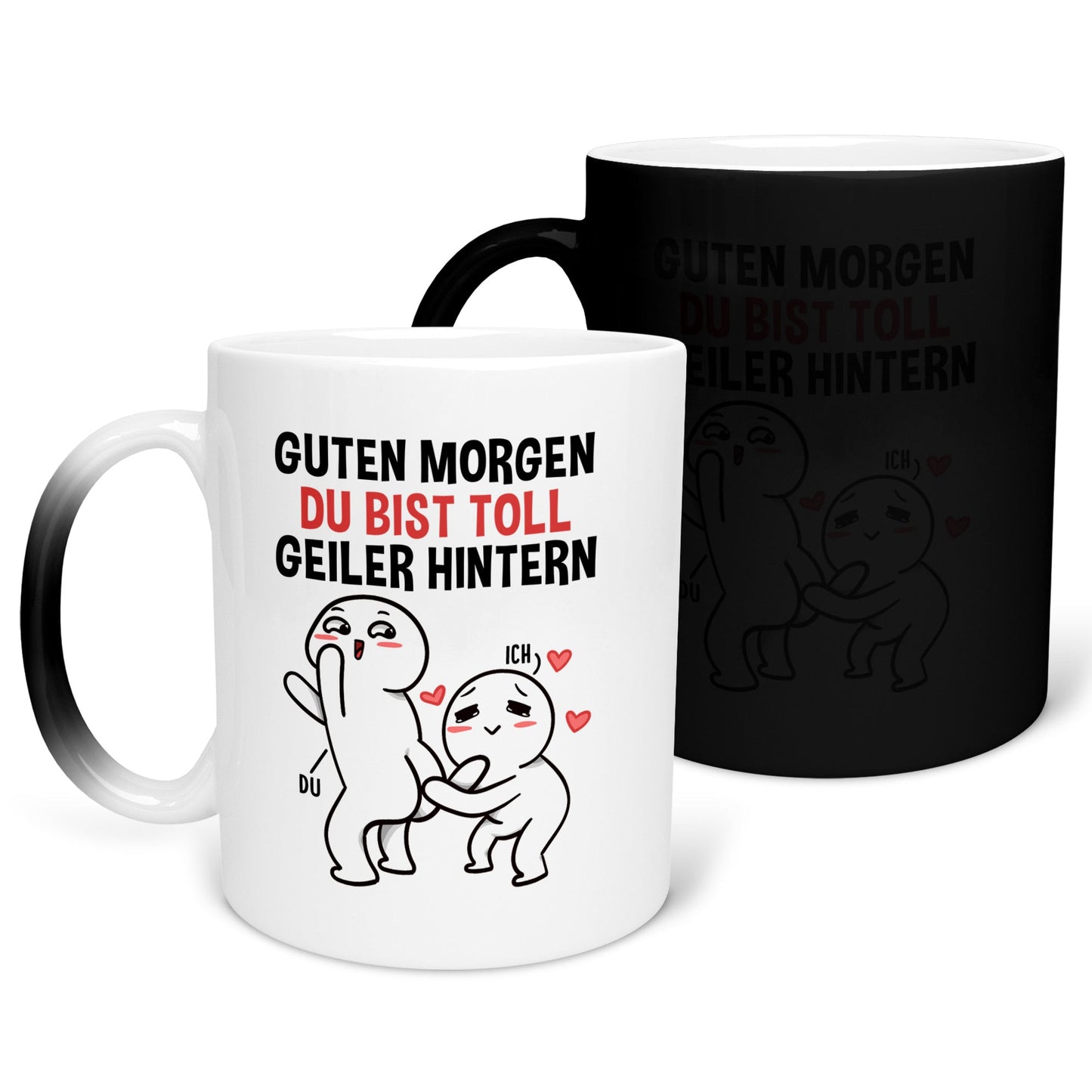 22Feels® Pärchen Geschenk zum Jahrestag, Hochzeitstag, Valentinstag etc. - Zaubertasse mit Spruch (Matt-Schwarz und Weiss, 320ml)-Farbwechsel Tasse Matt 320ml-22Feels