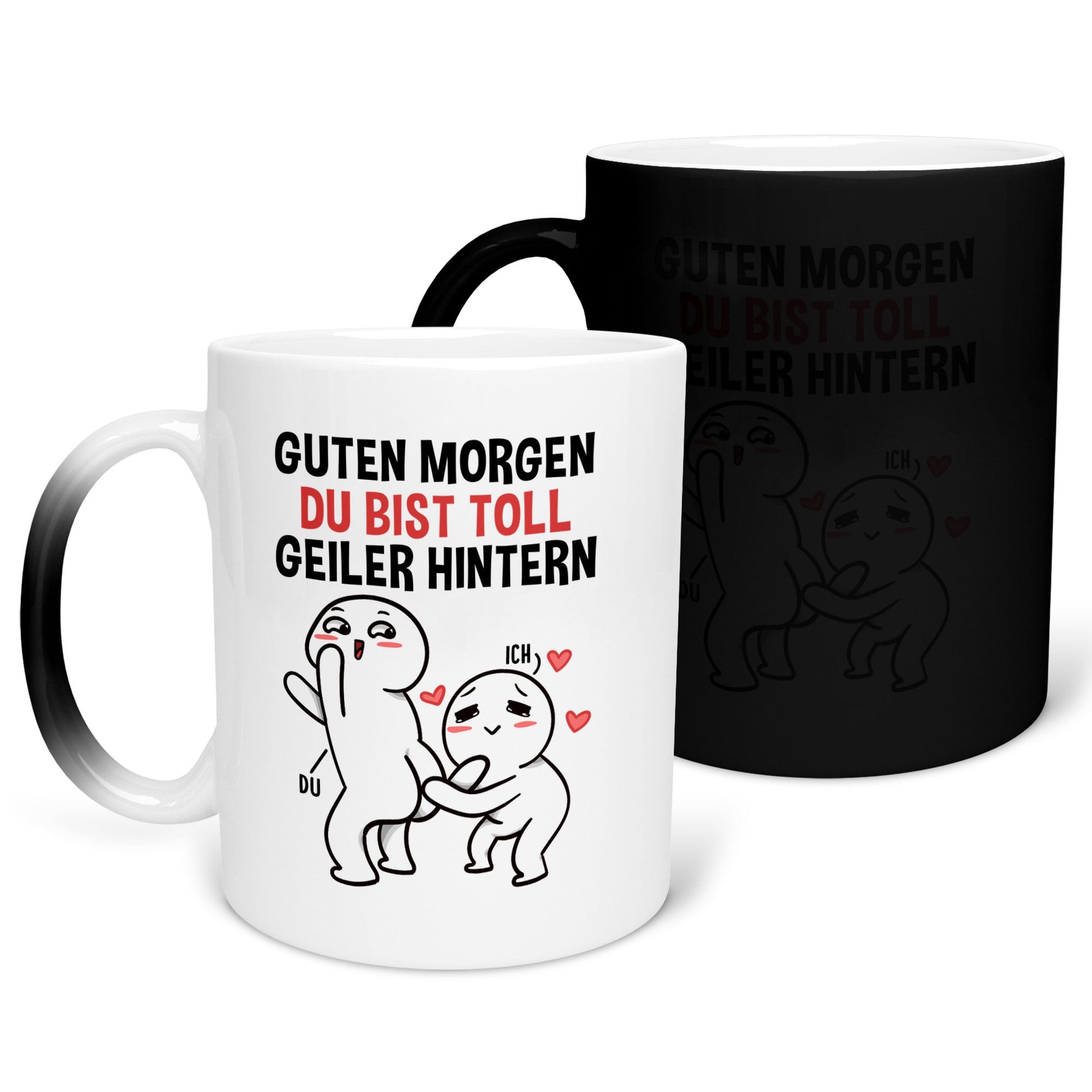 22Feels® Pärchen Geschenk zum Jahrestag, Hochzeitstag, Valentinstag etc. - Zaubertasse mit Spruch (Matt-Schwarz und Weiss, 320ml)-Farbwechsel Tasse Matt 320ml-22Feels