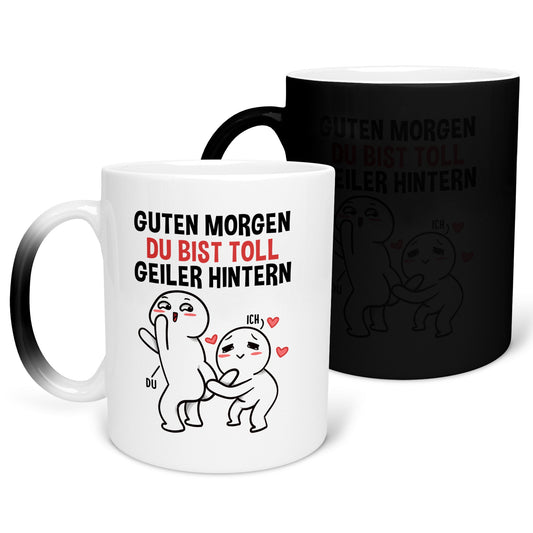22Feels® Pärchen Geschenk zum Jahrestag, Hochzeitstag, Valentinstag etc. - Zaubertasse mit Spruch (Matt-Schwarz und Weiss, 320ml)-Farbwechsel Tasse Matt 320ml-22Feels