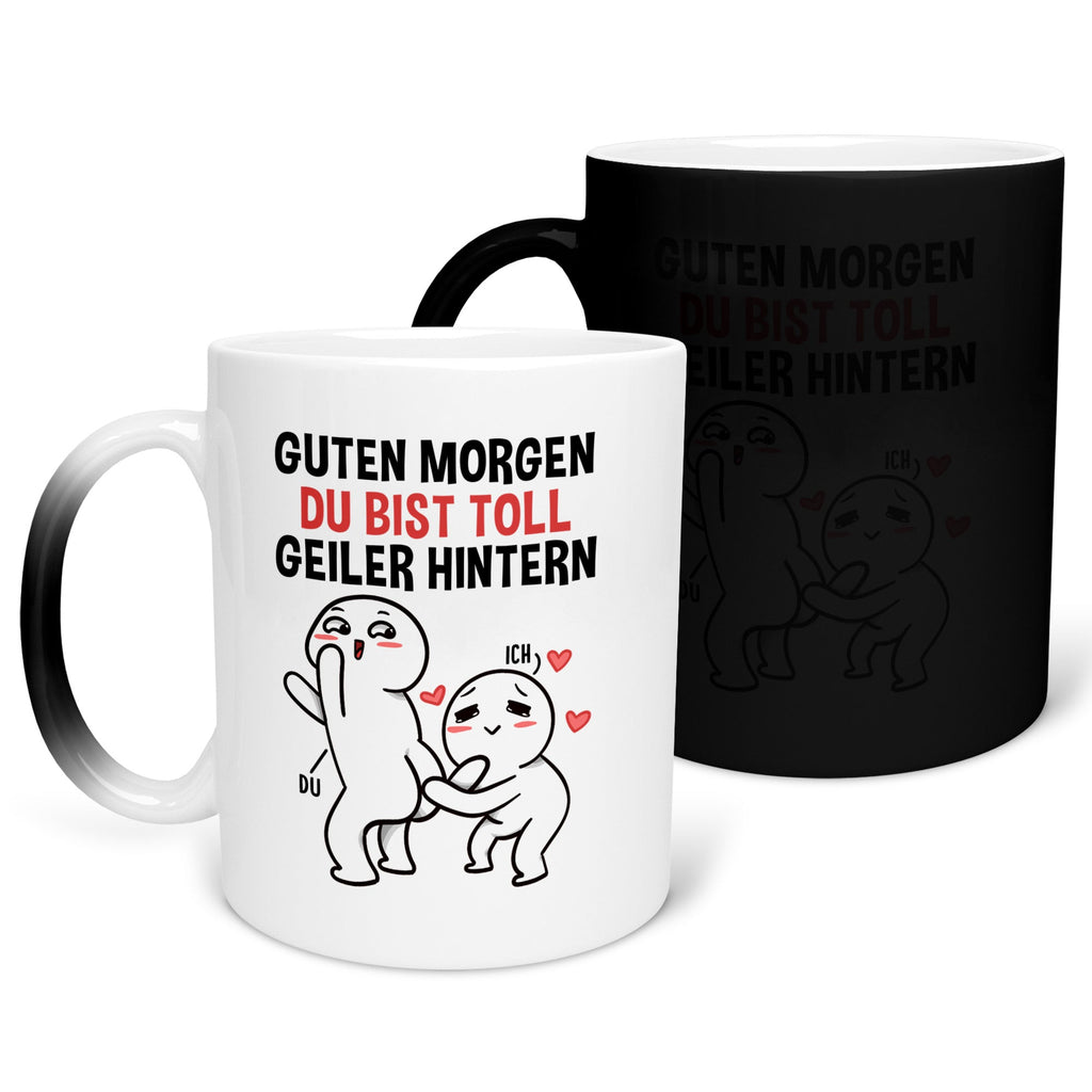 22Feels® Pärchen Geschenk zum Jahrestag, Hochzeitstag, Valentinstag etc. - Zaubertasse mit Spruch (Matt-Schwarz und Weiss, 320ml)-Farbwechsel Tasse Matt 320ml-22Feels