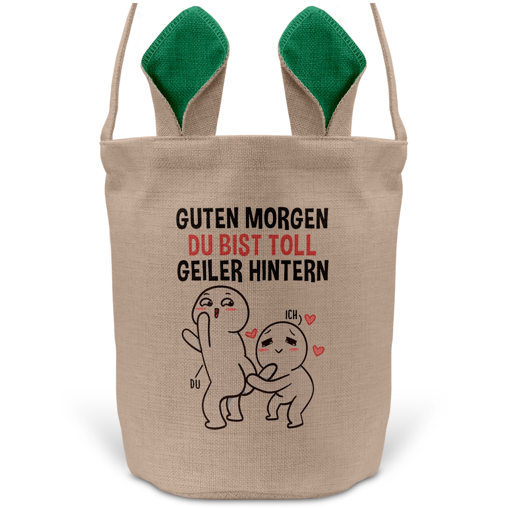 22Feels® Männer Frauen Osterkorb Ehefrau Ehemann Freund Freundin Ostern mit Henkel Ostergeschenk Tragetasche Ostern Deko Osternest Körbchen Hasenohren (Beige/Grün)-Ostern Tragetasche-22Feels