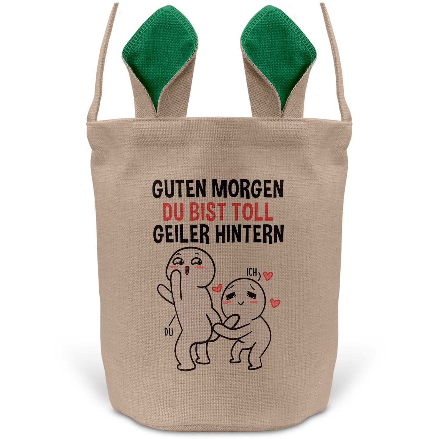 22Feels® Männer Frauen Osterkorb Ehefrau Ehemann Freund Freundin Ostern mit Henkel Ostergeschenk Tragetasche Ostern Deko Osternest Körbchen Hasenohren (Beige/Grün)-Ostern Tragetasche-22Feels