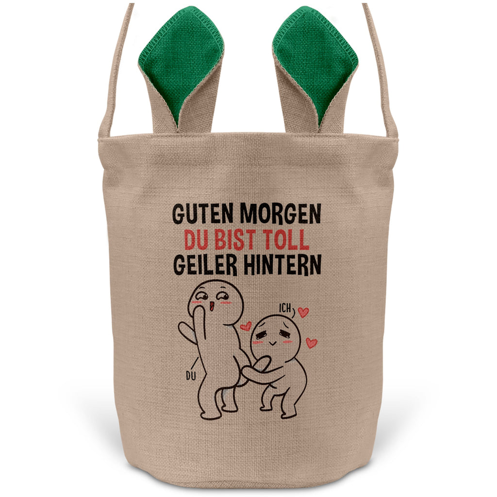 22Feels® Männer Frauen Osterkorb Ehefrau Ehemann Freund Freundin Ostern mit Henkel Ostergeschenk Tragetasche Ostern Deko Osternest Körbchen Hasenohren (Beige/Grün)-Ostern Tragetasche-22Feels