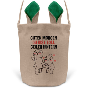 22Feels® Männer Frauen Osterkorb Ehefrau Ehemann Freund Freundin Ostern mit Henkel Ostergeschenk Tragetasche Ostern Deko Osternest Körbchen Hasenohren (Beige/Grün)-Ostern Tragetasche-22Feels