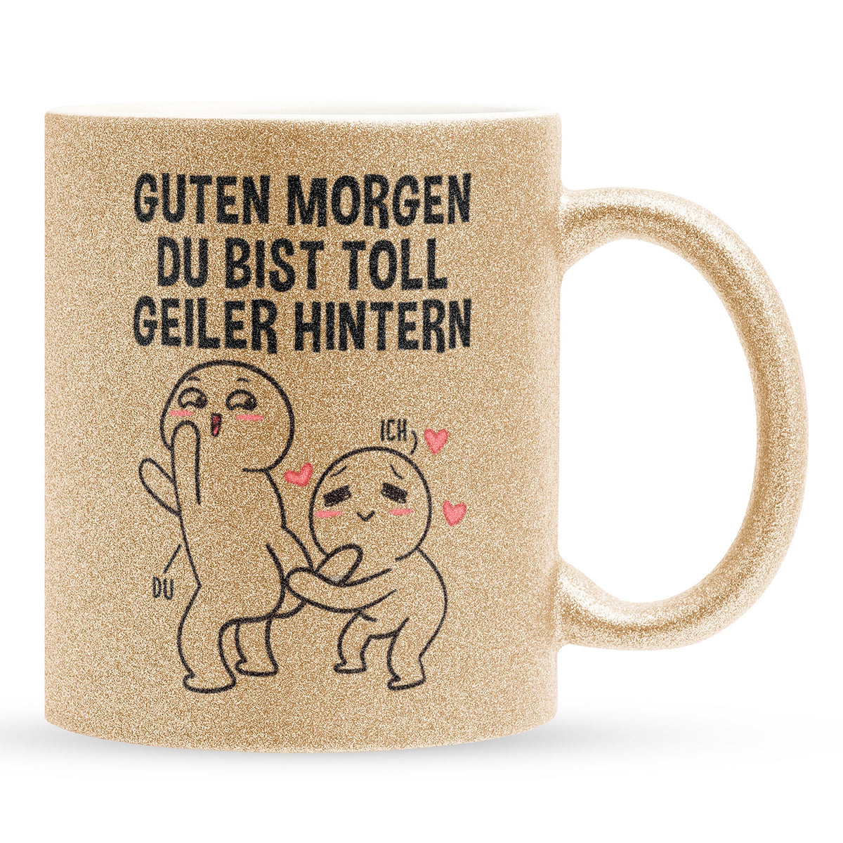22Feels® Pärchen Geschenk zum Jahrestag, Hochzeitstag, Valentinstag etc. - Glitzertasse mit Spruch (Gold, 320ml)-Glitzertasse Gold 325ml-22Feels