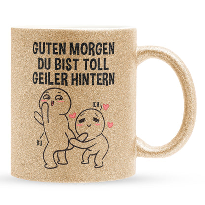 22Feels® Pärchen Geschenk zum Jahrestag, Hochzeitstag, Valentinstag etc. - Glitzertasse mit Spruch (Gold, 320ml)-Glitzertasse Gold 325ml-22Feels