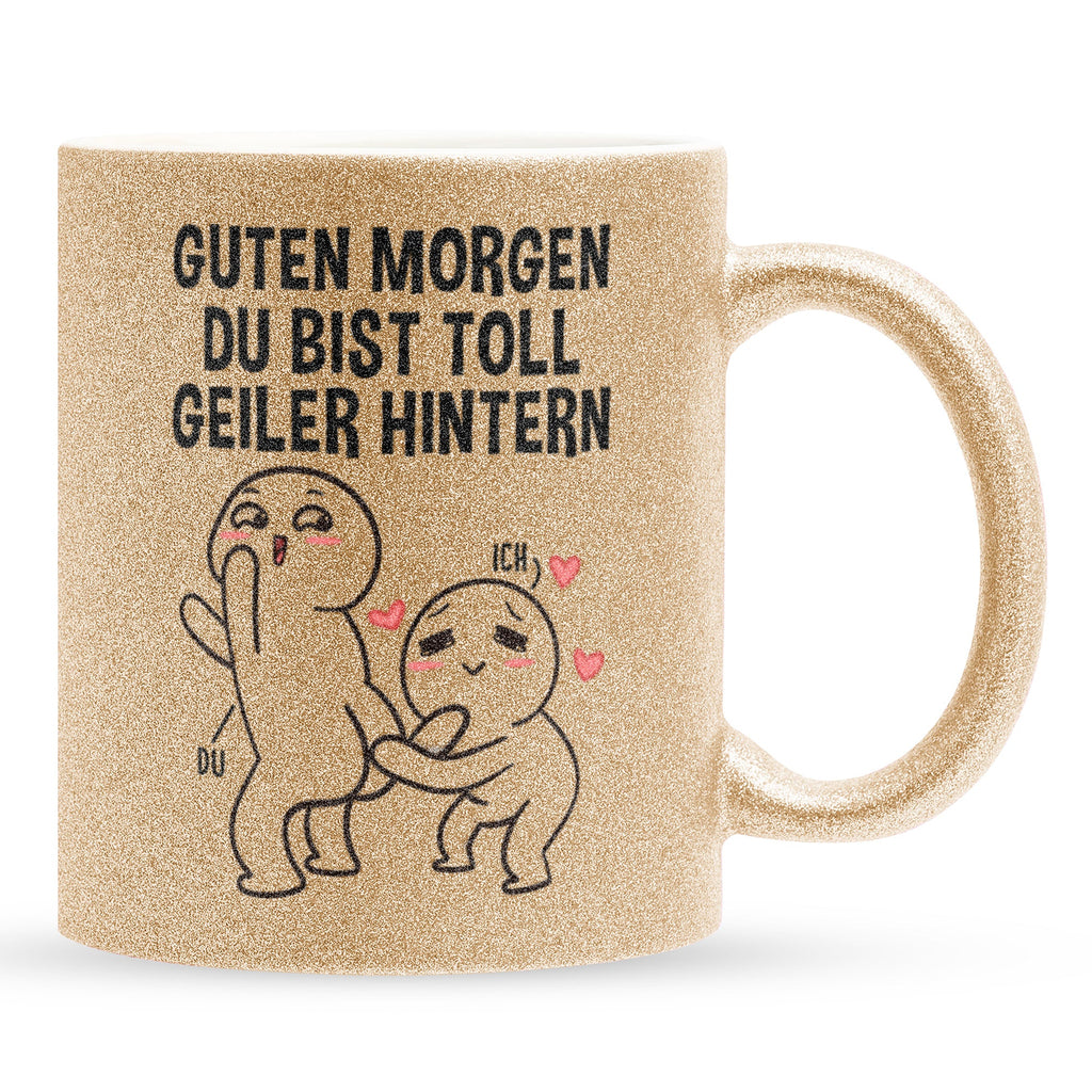 22Feels® Pärchen Geschenk zum Jahrestag, Hochzeitstag, Valentinstag etc. - Glitzertasse mit Spruch (Gold, 320ml)-Glitzertasse Gold 320ml-22Feels
