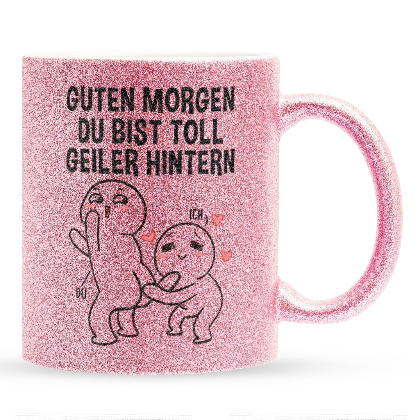 22Feels® Pärchen Geschenk zum Jahrestag, Hochzeitstag, Valentinstag etc. - Glitzertasse mit Spruch (Pink, 320ml)-Glitzertasse Pink 320ml-22Feels