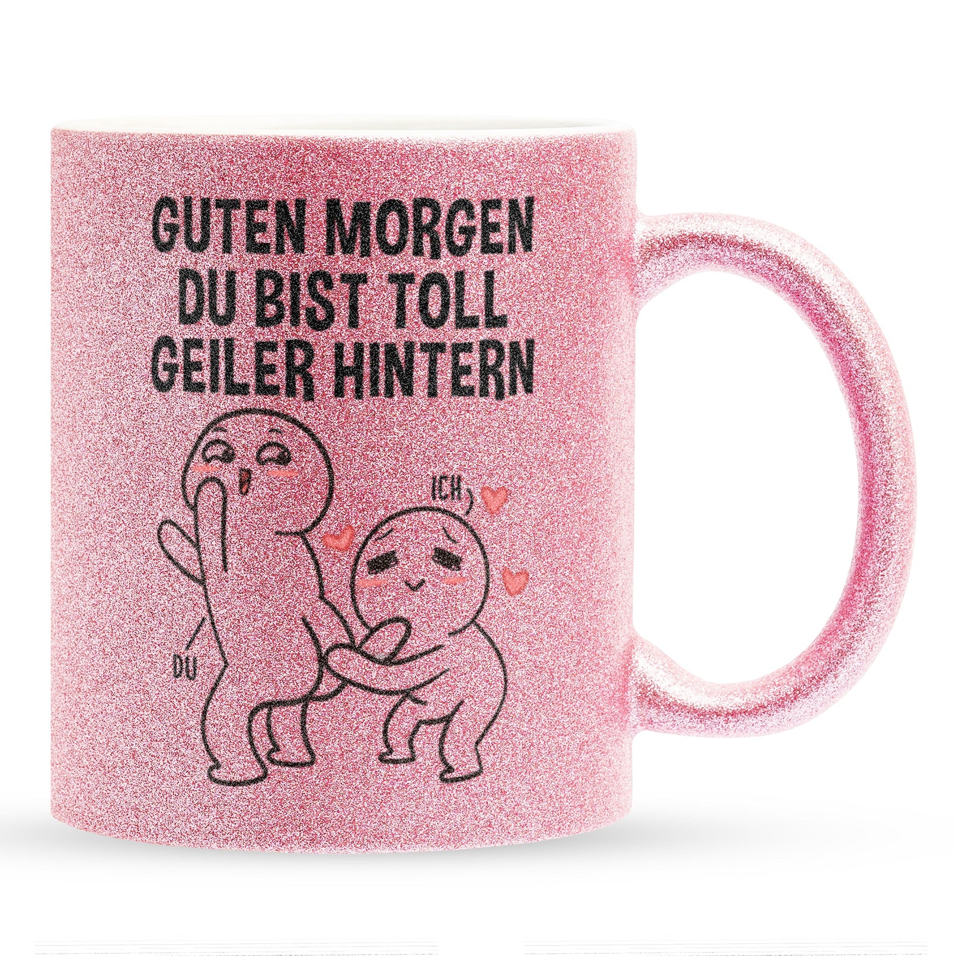 22Feels® Pärchen Geschenk zum Jahrestag, Hochzeitstag, Valentinstag etc. - Glitzertasse mit Spruch (Pink, 320ml)-Glitzertasse Pink 320ml-22Feels